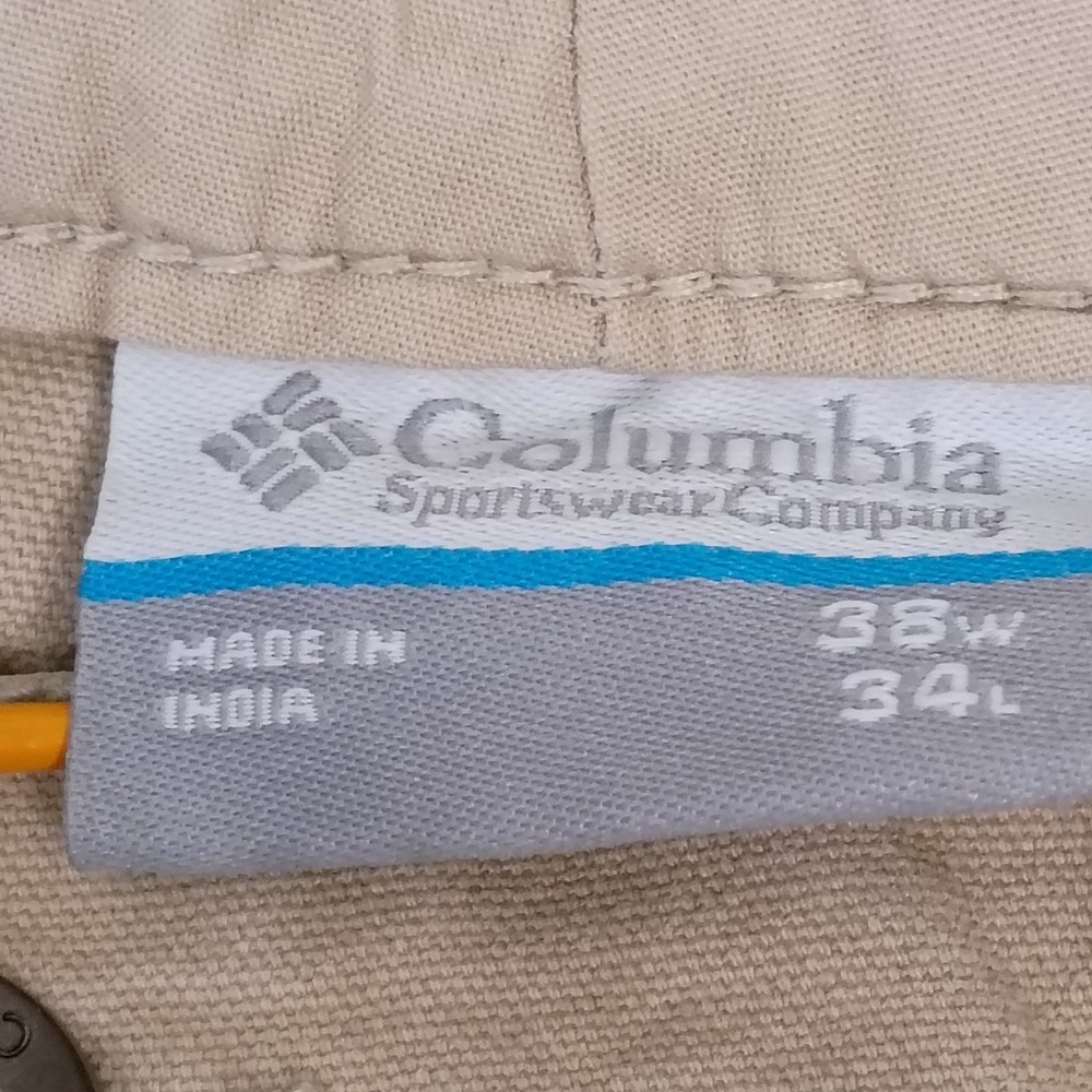 Columbia Men's Tan Straight Leg Chino Pants 38W 34L Cotton Blend Regular Fit - Picture 3 of 13